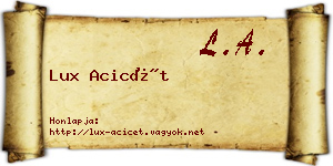 Lux Acicét névjegykártya